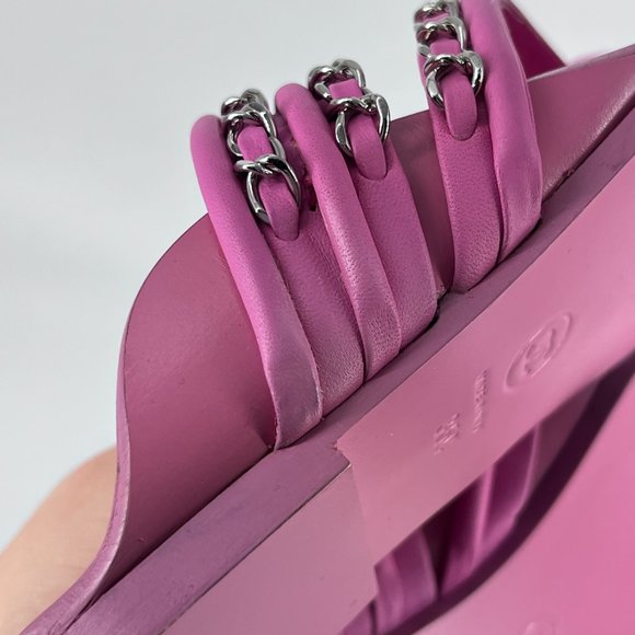 19C 35C Pink Purple Chain Detail CC logo Thong Sandals Flats C875 - Picture 7 of 17